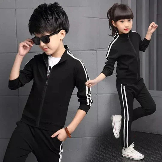 BLACK STRIPE PREMIUM WINTER KIDS TRACKSUITS