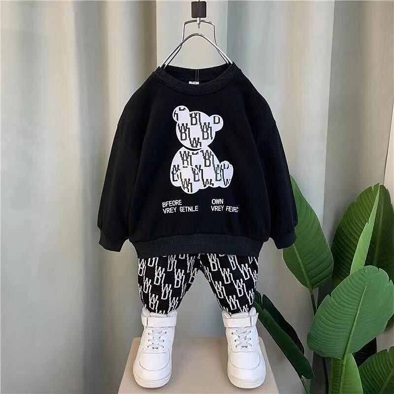 BLACK TEDDY BEAR KIDS WINTER PANEL TRACKSUIT