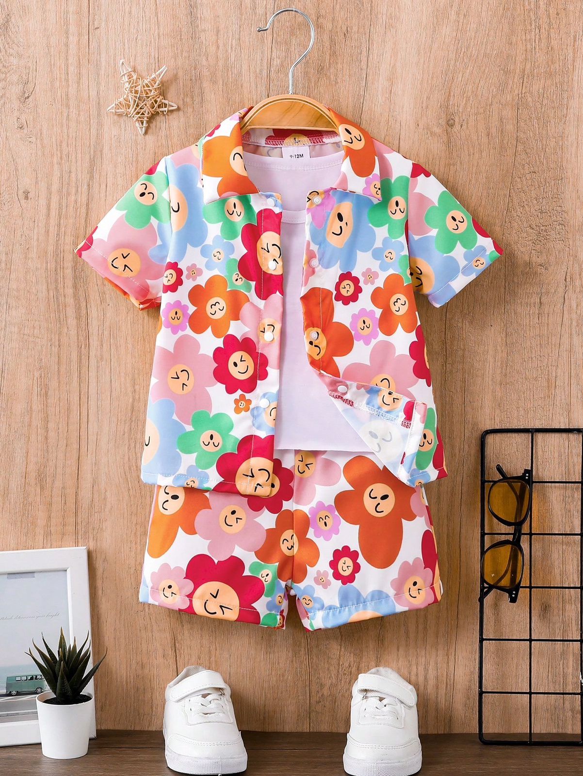 BABY/BOY SUMMER MULTI FLORAL PRINTED SILK SHIRT AND SHORT - #SS508