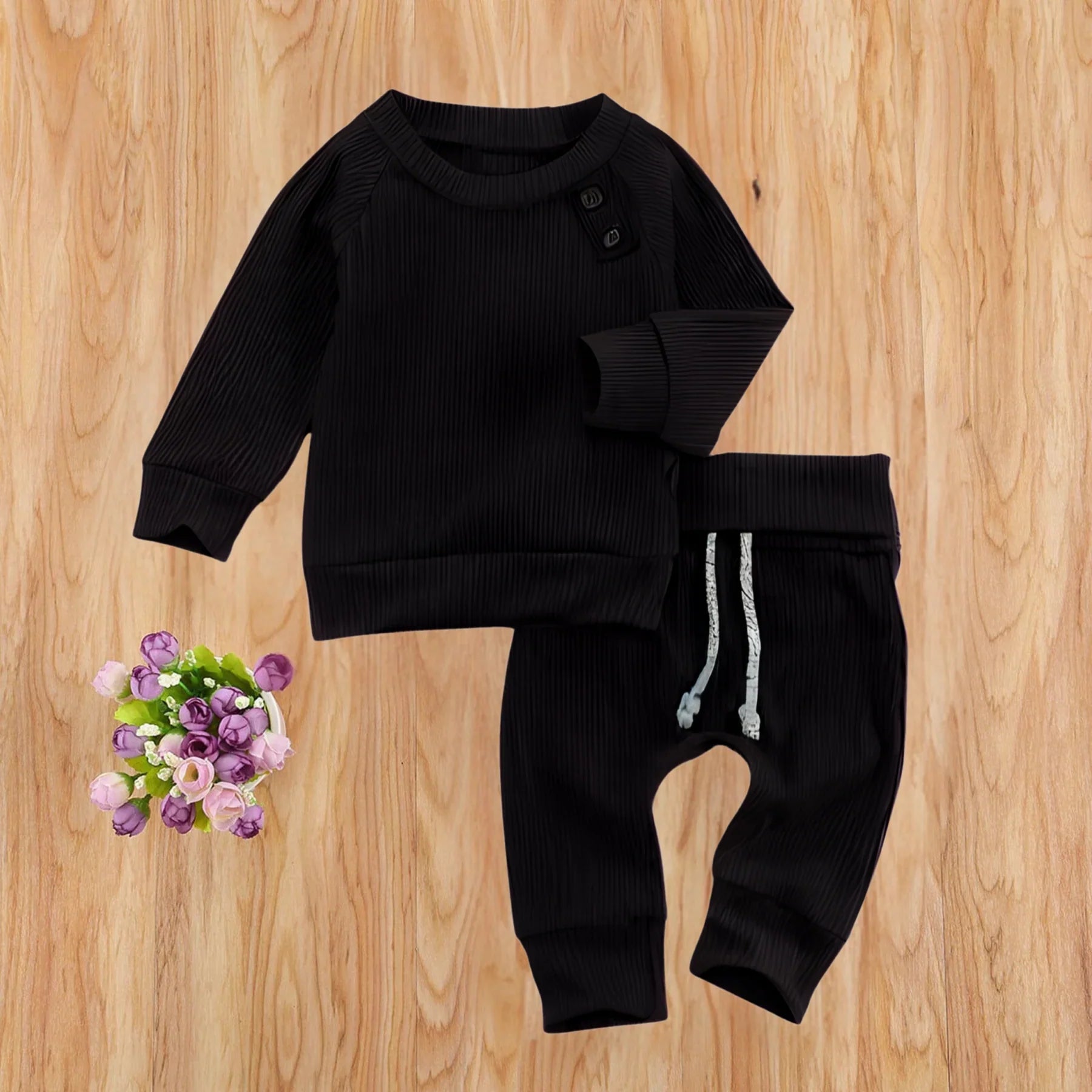 BLACK BABY BOY PULLOVER LONG SLEEVE WINTER SWEATSHIRT KIDS WEAR.